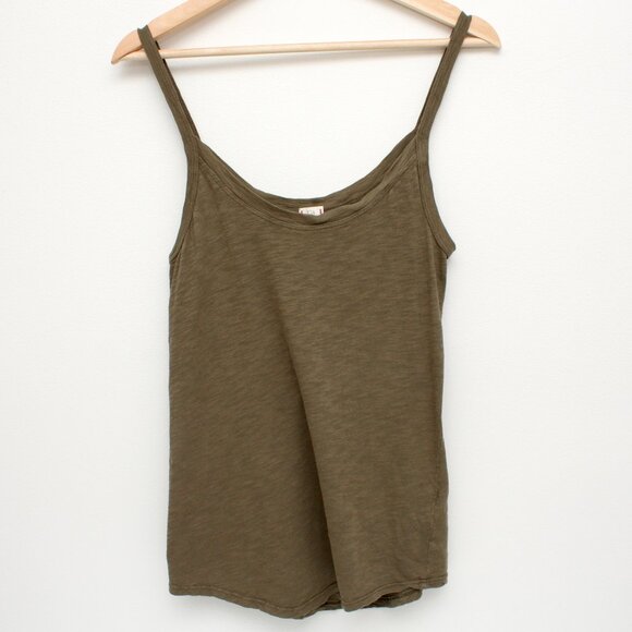 T La Sleeveless Top Olive Green Small USA Made - Picture 1 of 4